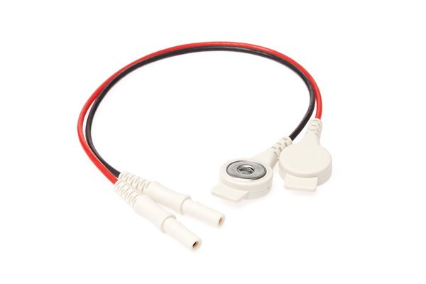 PN 160504│Push-button cable with safety connector, red, black, 200mm length