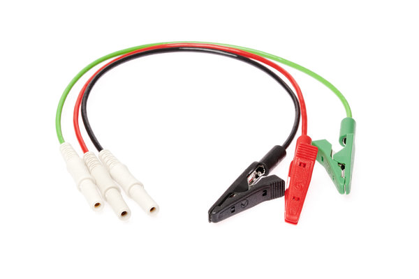 Electrode cable with alligator clip (red, green and black, for 145414); 200mm length